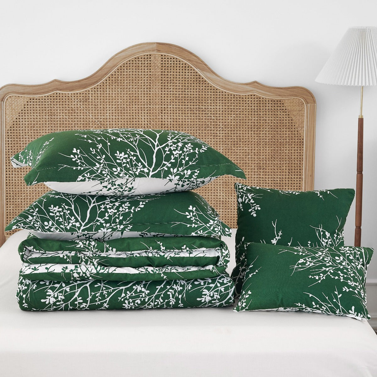 Foliage Reversible Comforter Set + Two Free Sham Pillows - Spirit Linen - Hunter