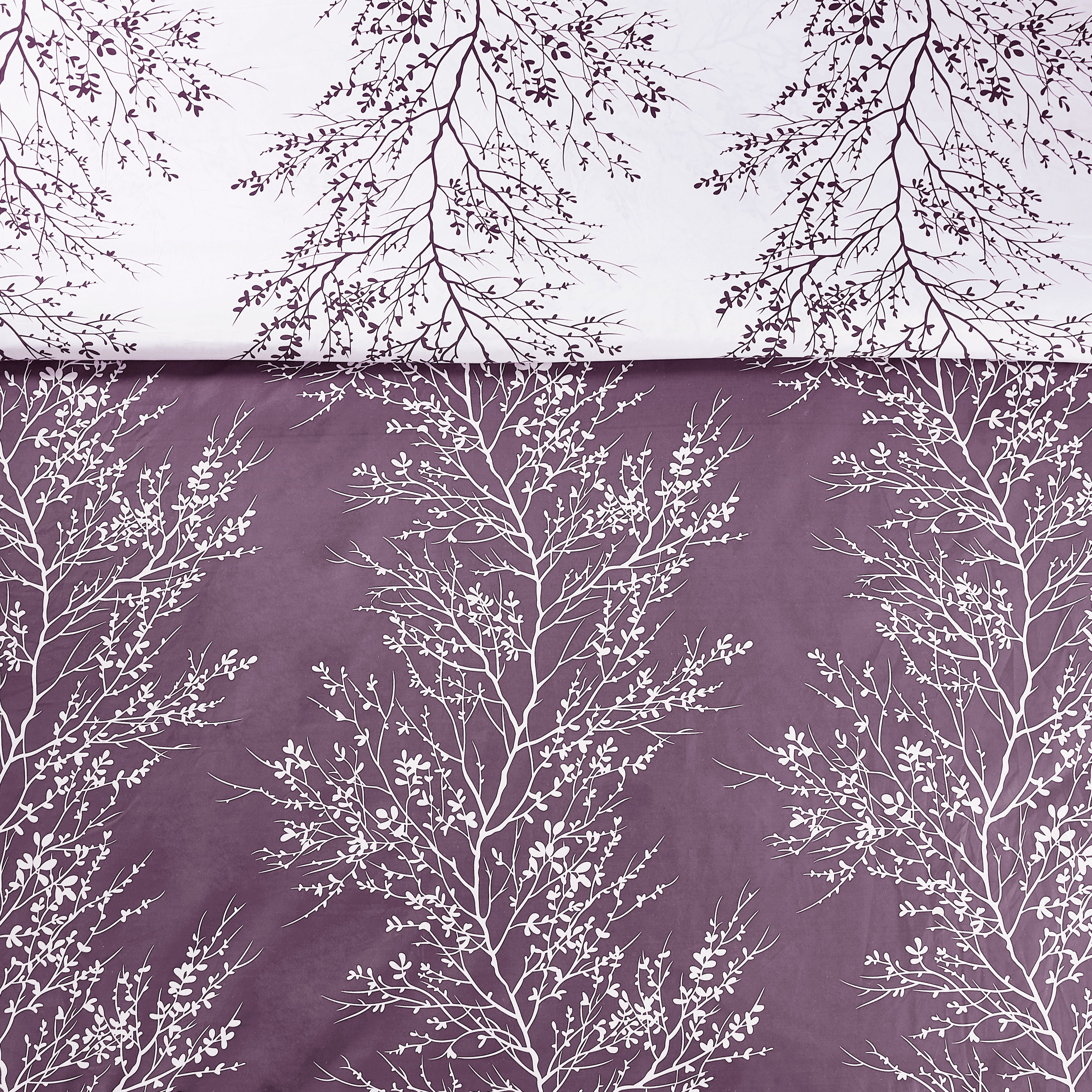 Foliage Reversible Comforter Set + Two Free Sham Pillows - Spirit Linen - Lilac