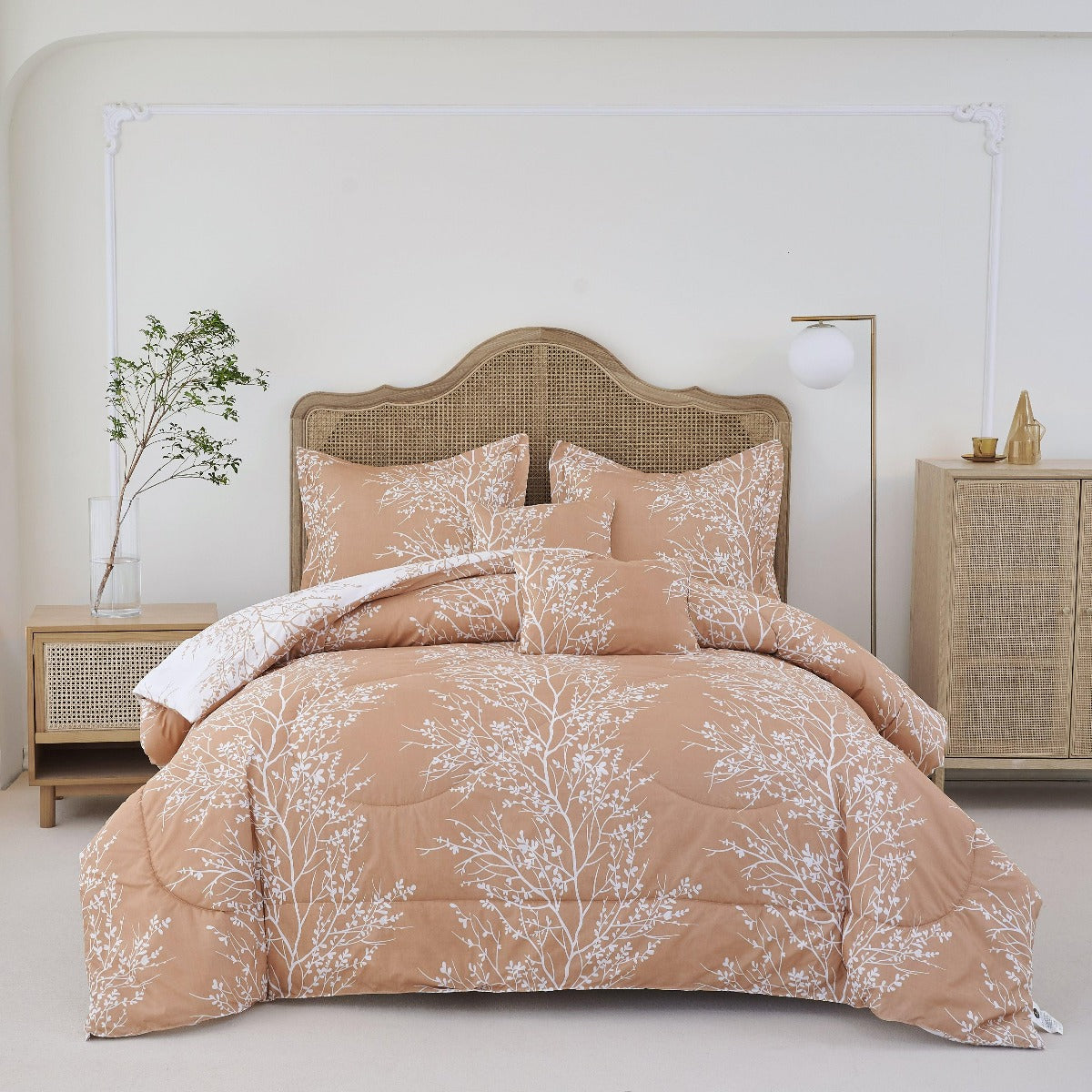 Foliage Reversible Comforter Set + Two Free Sham Pillows - Spirit Linen - Taupe