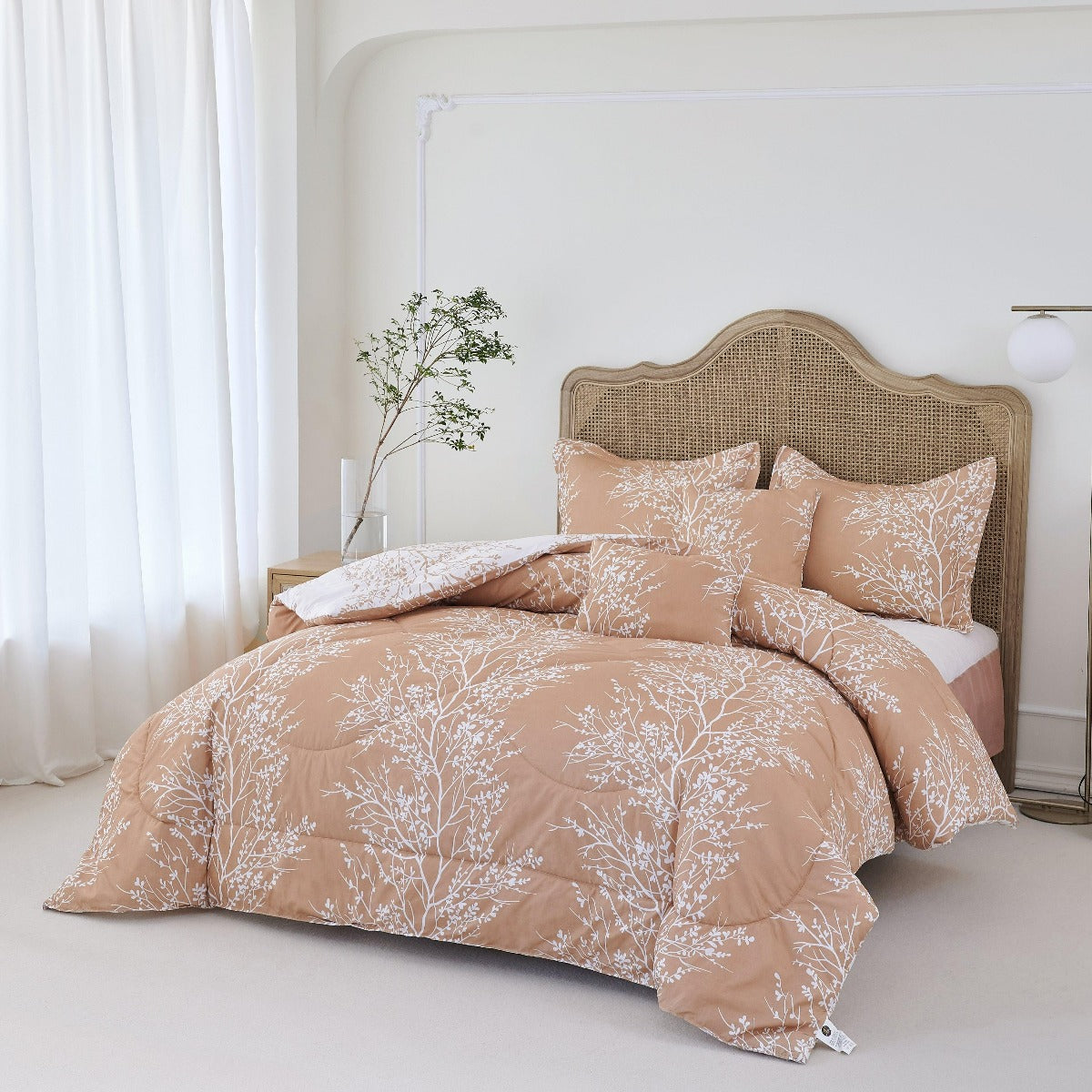 Foliage Reversible Comforter Set + Two Free Sham Pillows - Spirit Linen - Taupe