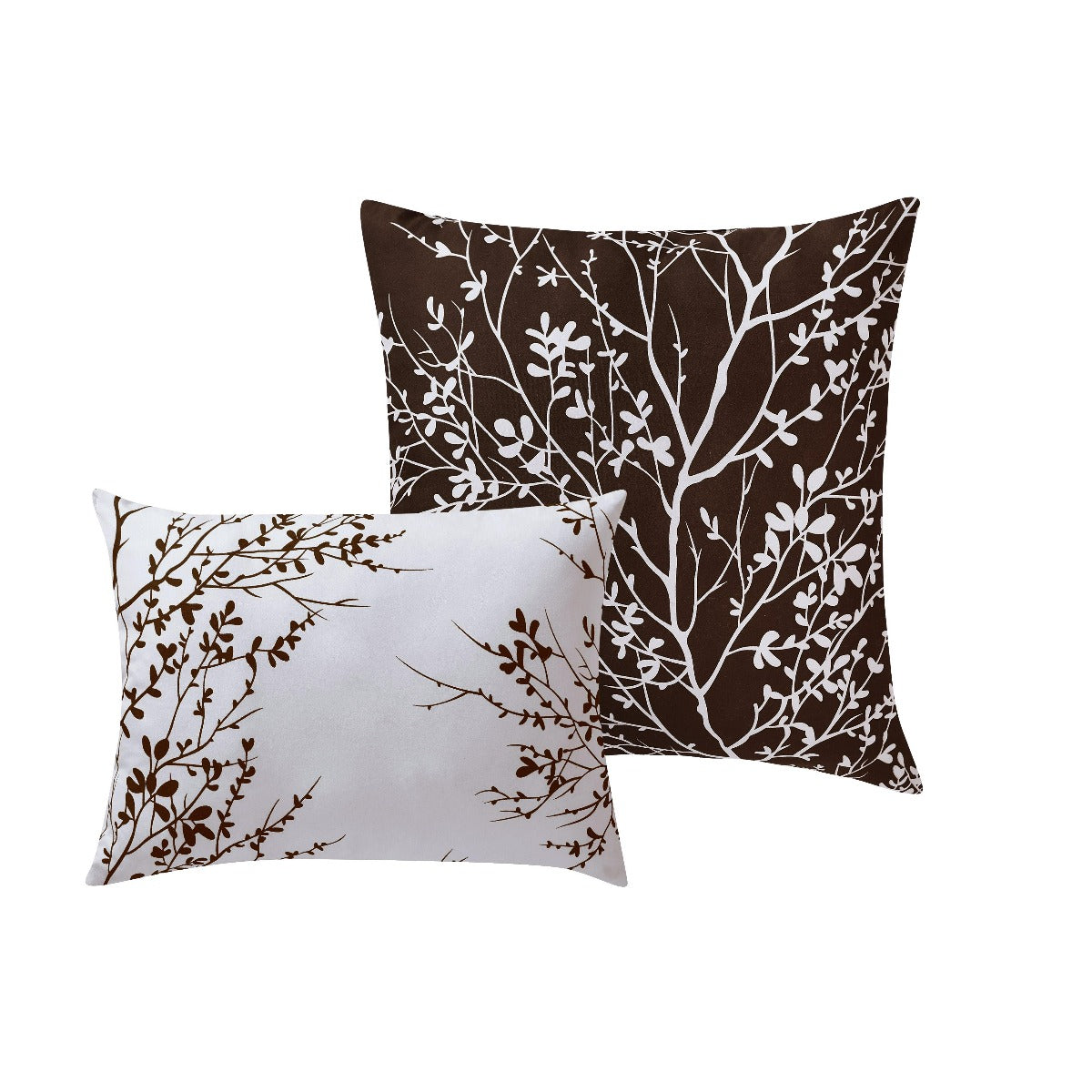 Foliage Reversible Comforter Set + Two Free Sham Pillows - Spirit Linen - Chocolate