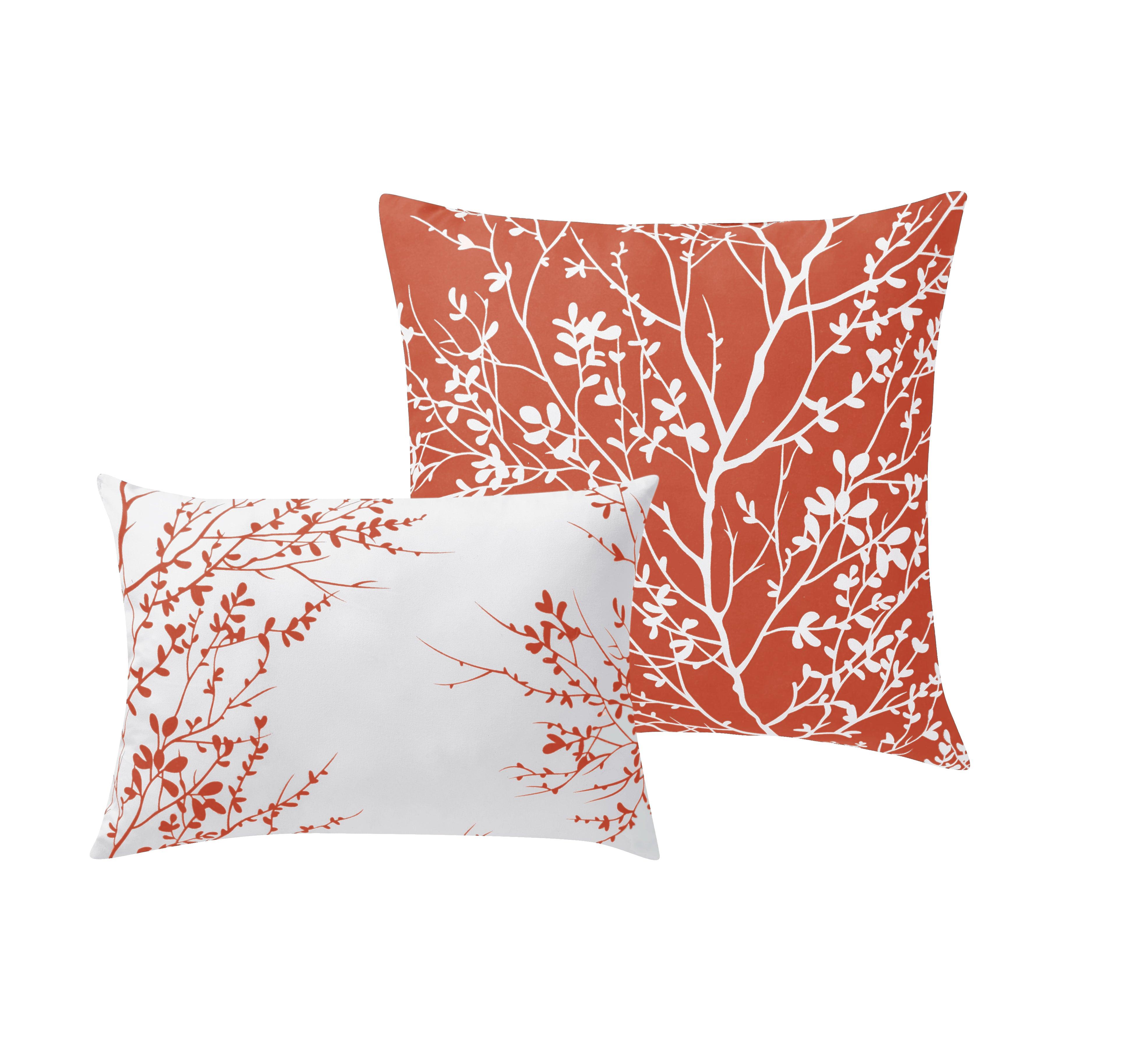 Foliage Reversible Comforter Set + Two Free Sham Pillows - Spirit Linen - Coral