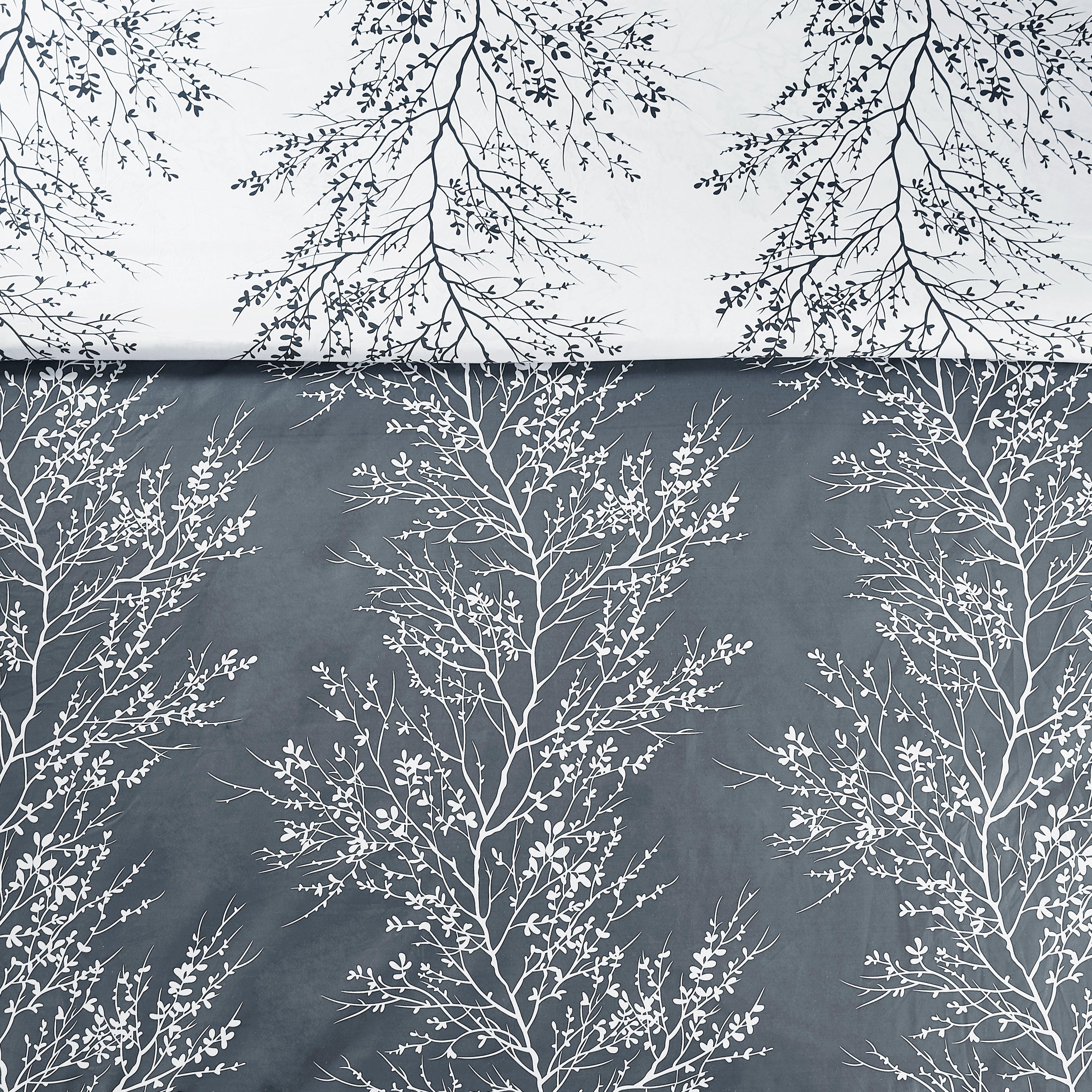 Foliage Reversible Comforter Set + Two Free Sham Pillows - Spirit Linen - Gray