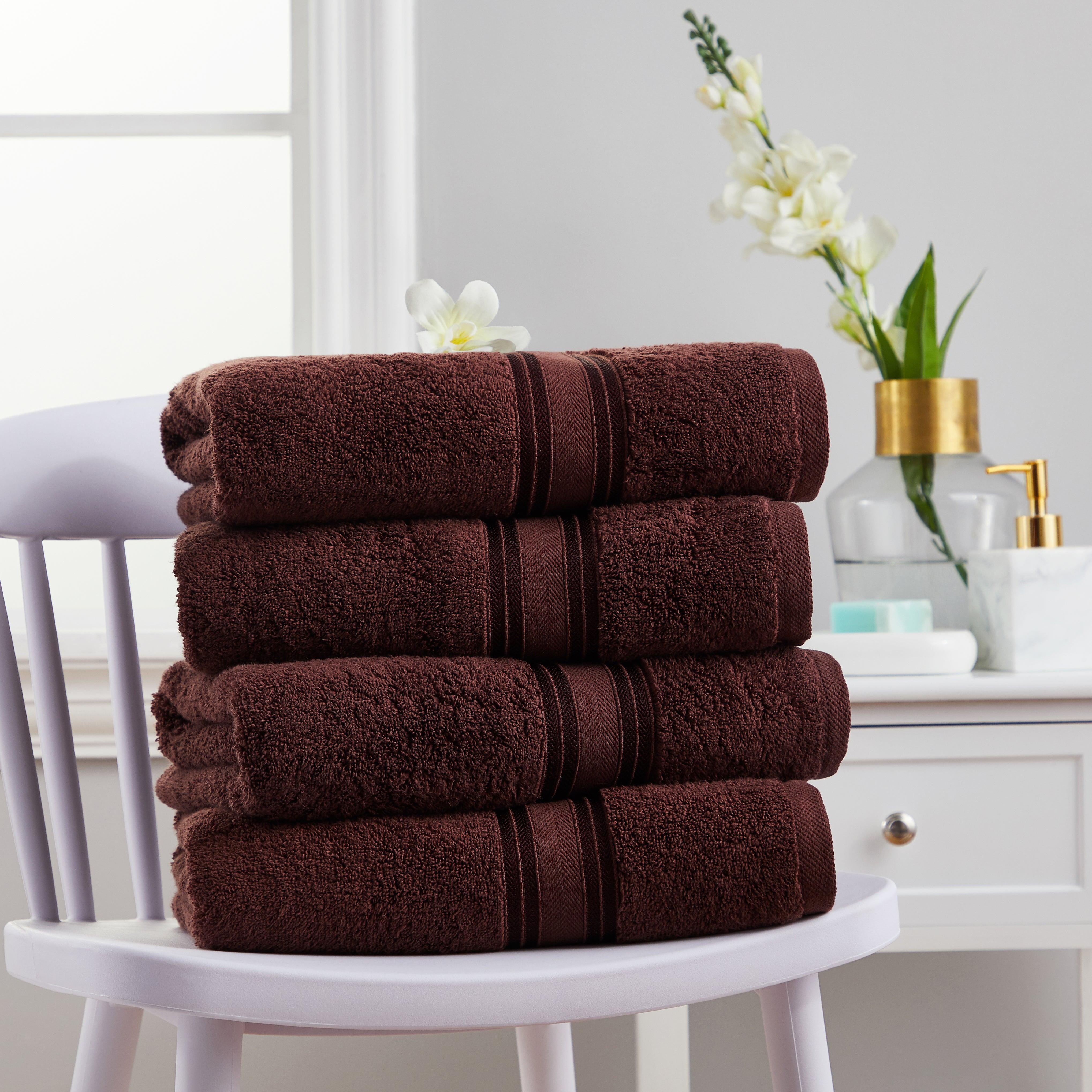 4 Piece Soft Cotton Bath Towel Set 100% Cotton | Spirit Linen - Deep Mahogany