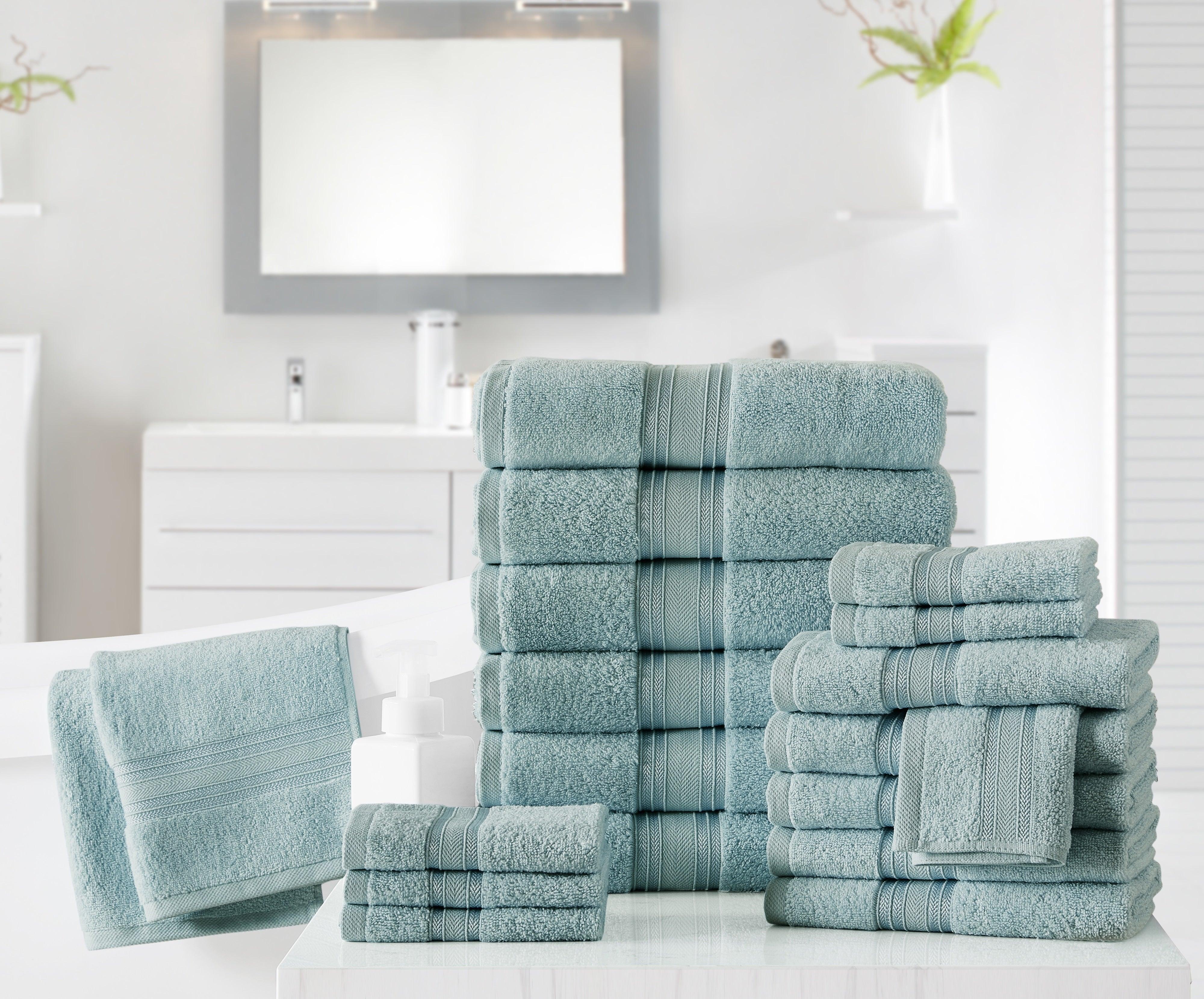 18pc Cotton Bath Towels Set | Spirit Linen - Surf Spray