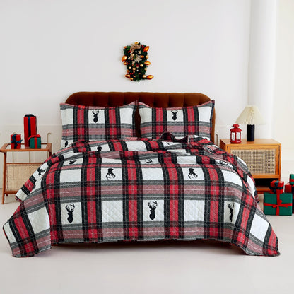 Holiday Collection Quilt Set - Ultra-Soft, Reversible Coverlet Bedding - Oversized Quilt With Matching Pillow Shams