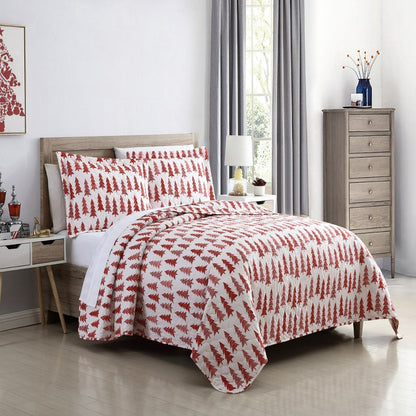 Holiday Collection Quilt Set - Ultra-Soft, Reversible Coverlet Bedding - Oversized Quilt With Matching Pillow Shams