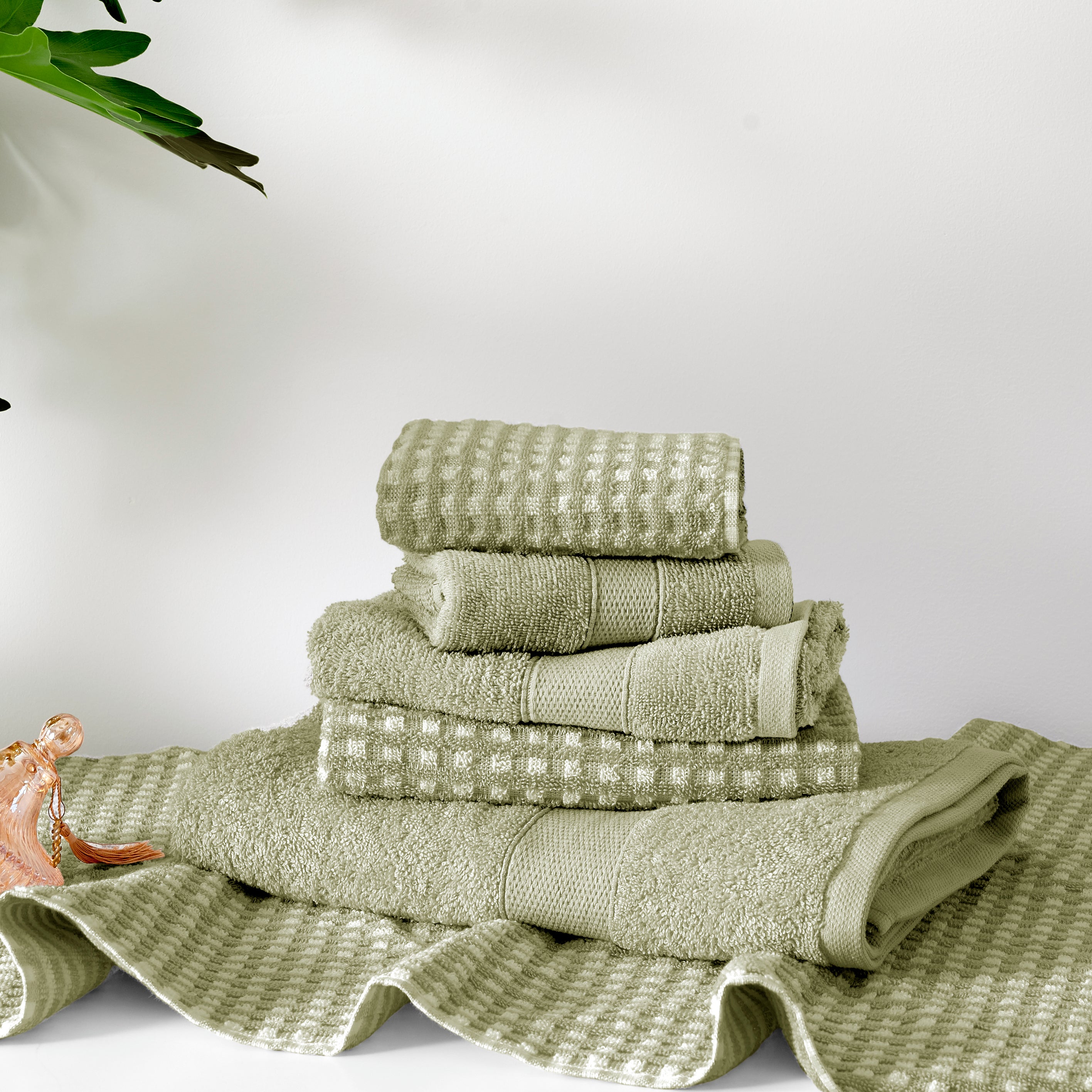 100% Cotton Waffle 6Pc Bath Towel Set