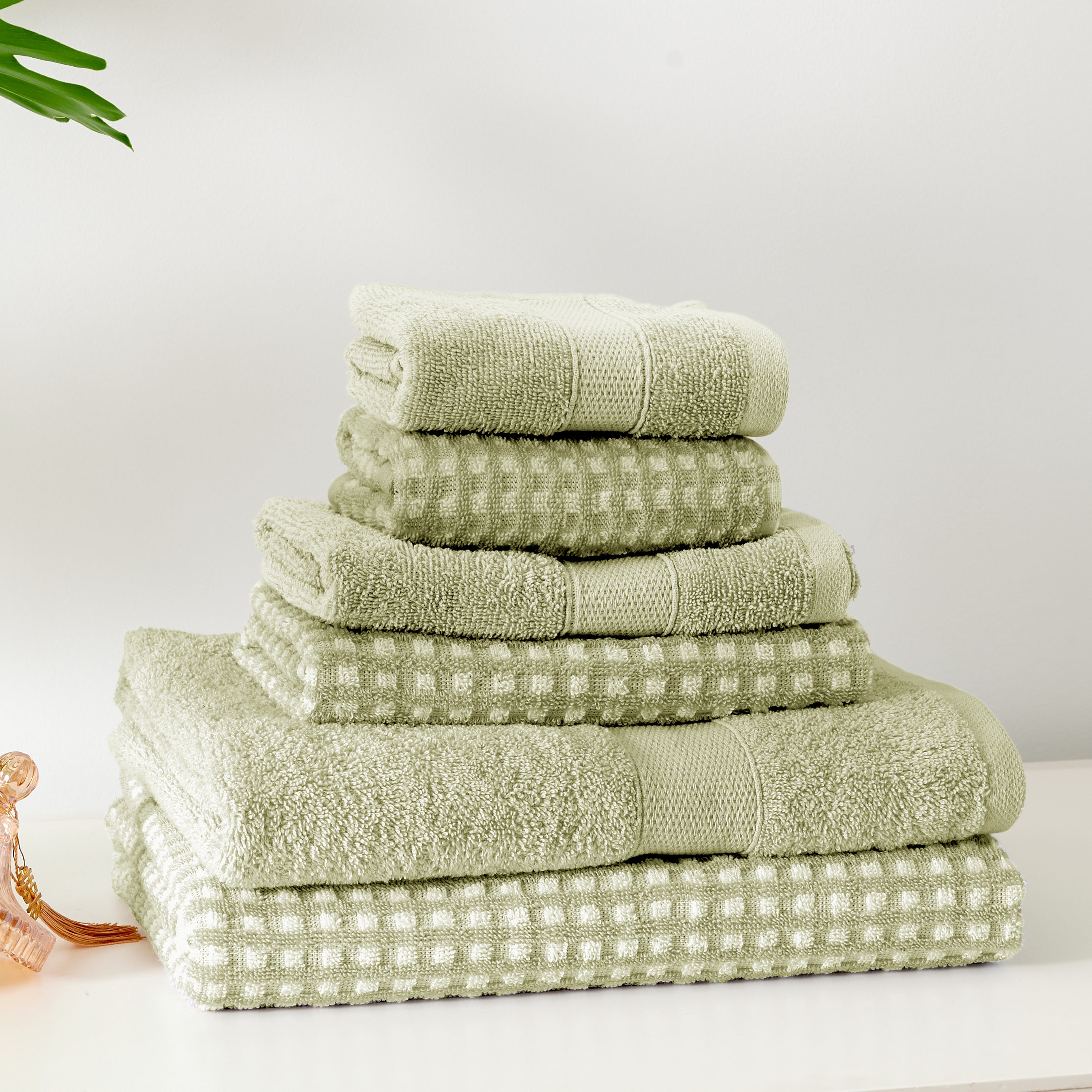 100% Cotton Waffle 6Pc Bath Towel Set