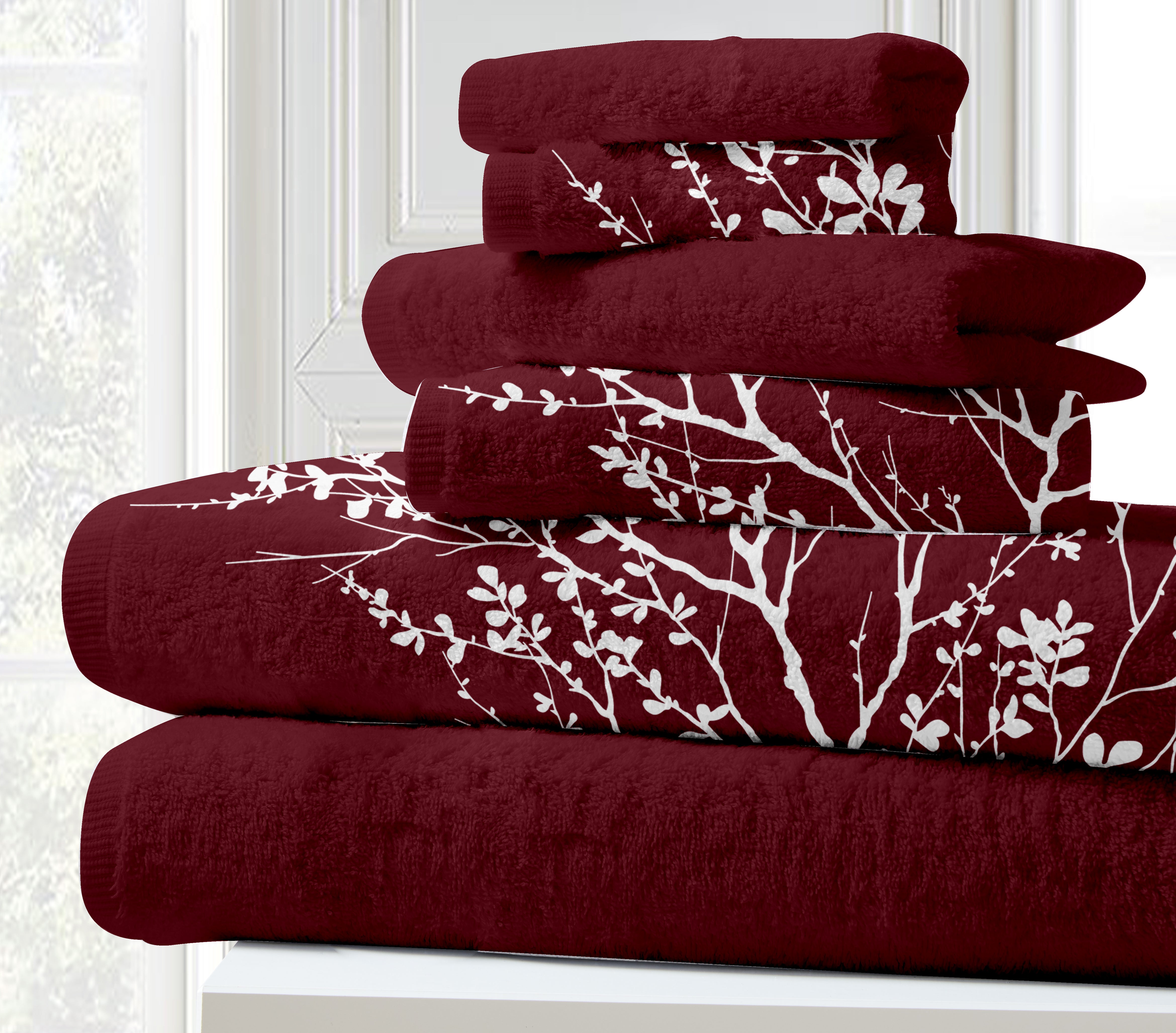 100% Cotton Foliage 6Pc Bath Towel Set