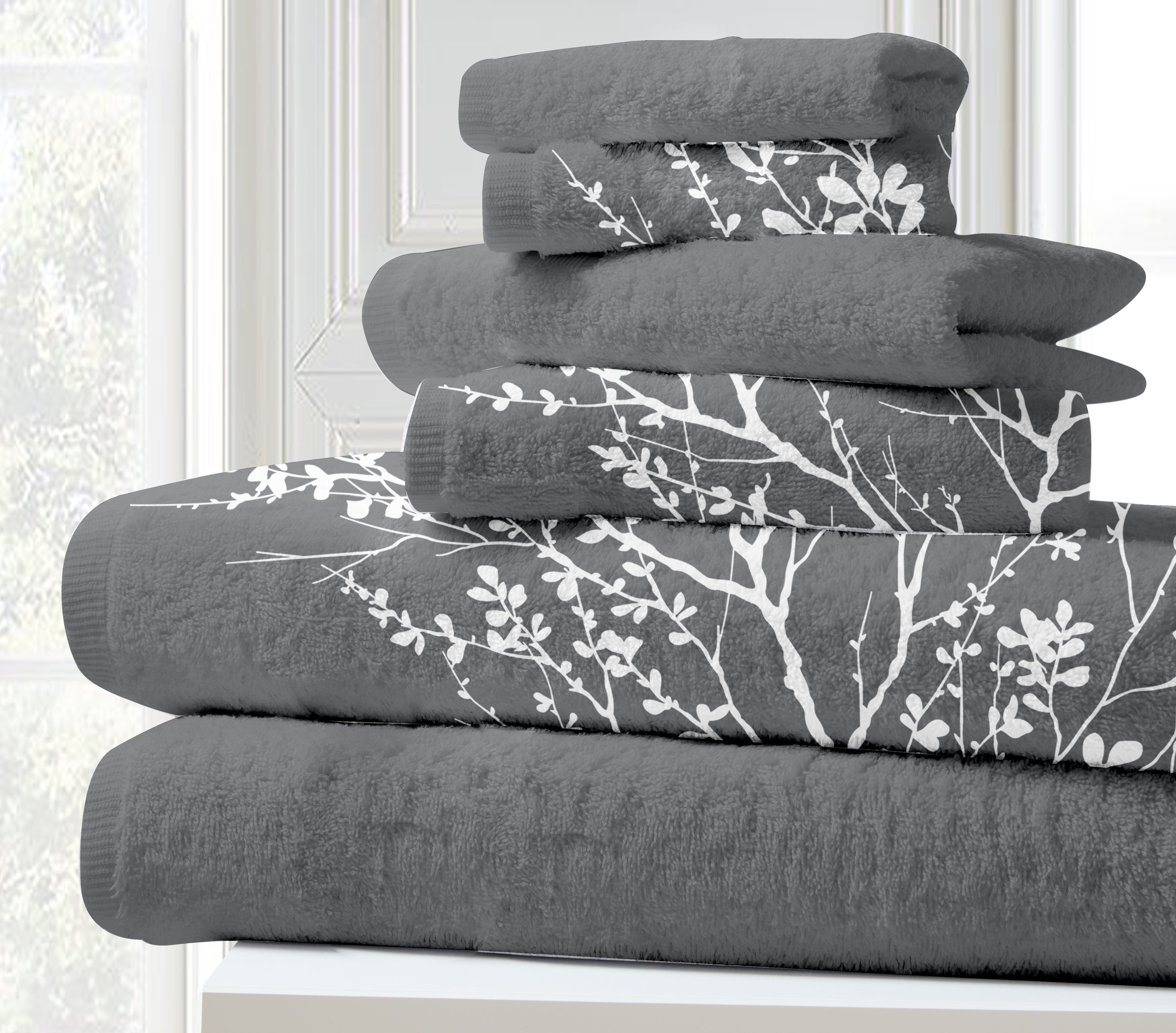 100% Cotton Foliage 6Pc Bath Towel Set