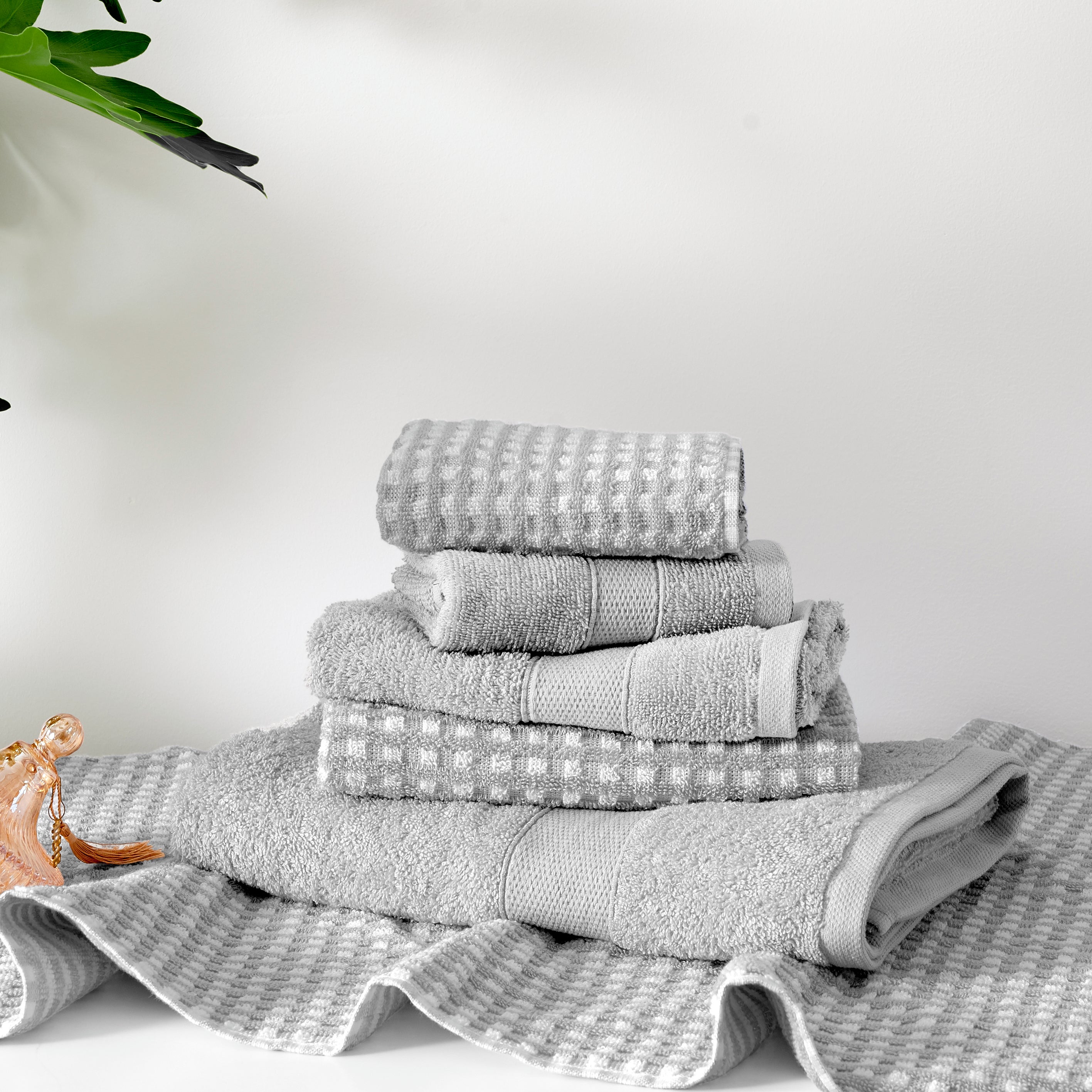 100% Cotton Waffle 6Pc Bath Towel Set
