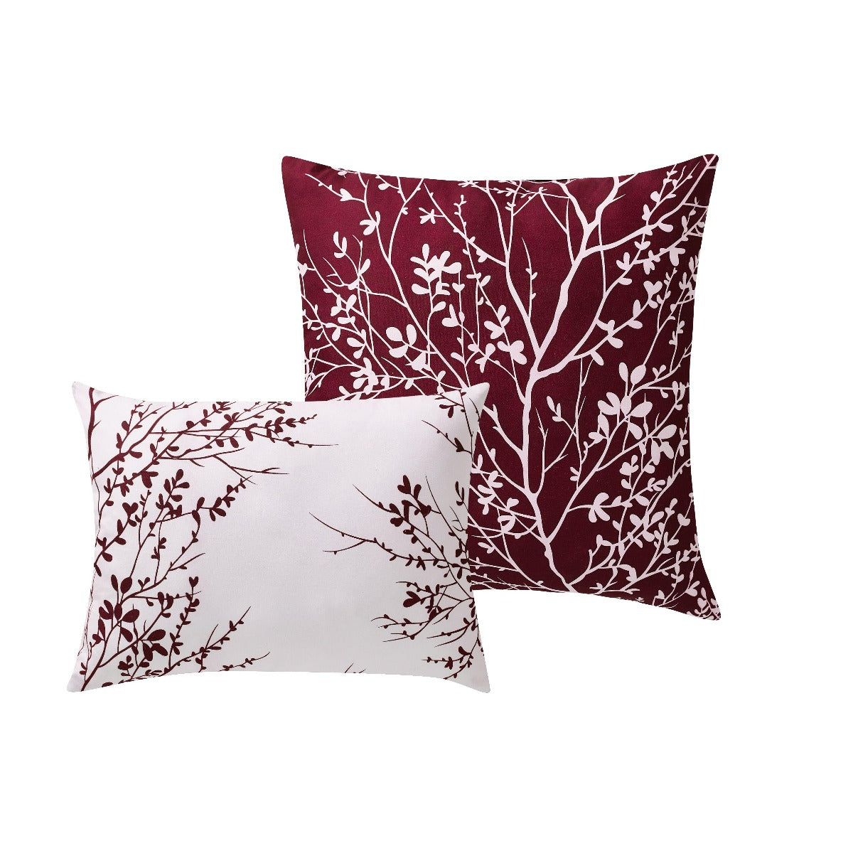 Foliage Reversible Comforter Set + Two Free Sham Pillows - Spirit Linen - Burgundy