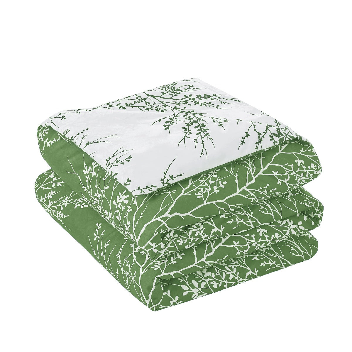 Foliage Reversible Comforter Set + Two Free Sham Pillows - Spirit Linen - Sage