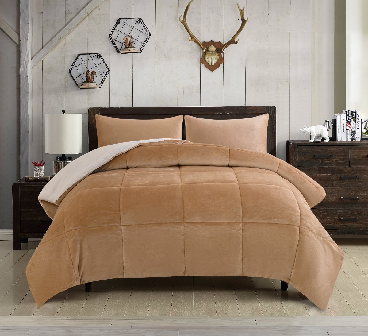 Mountain Ridge Boxed Knit 3pc Comforter Set | Spirit Linen - Tan