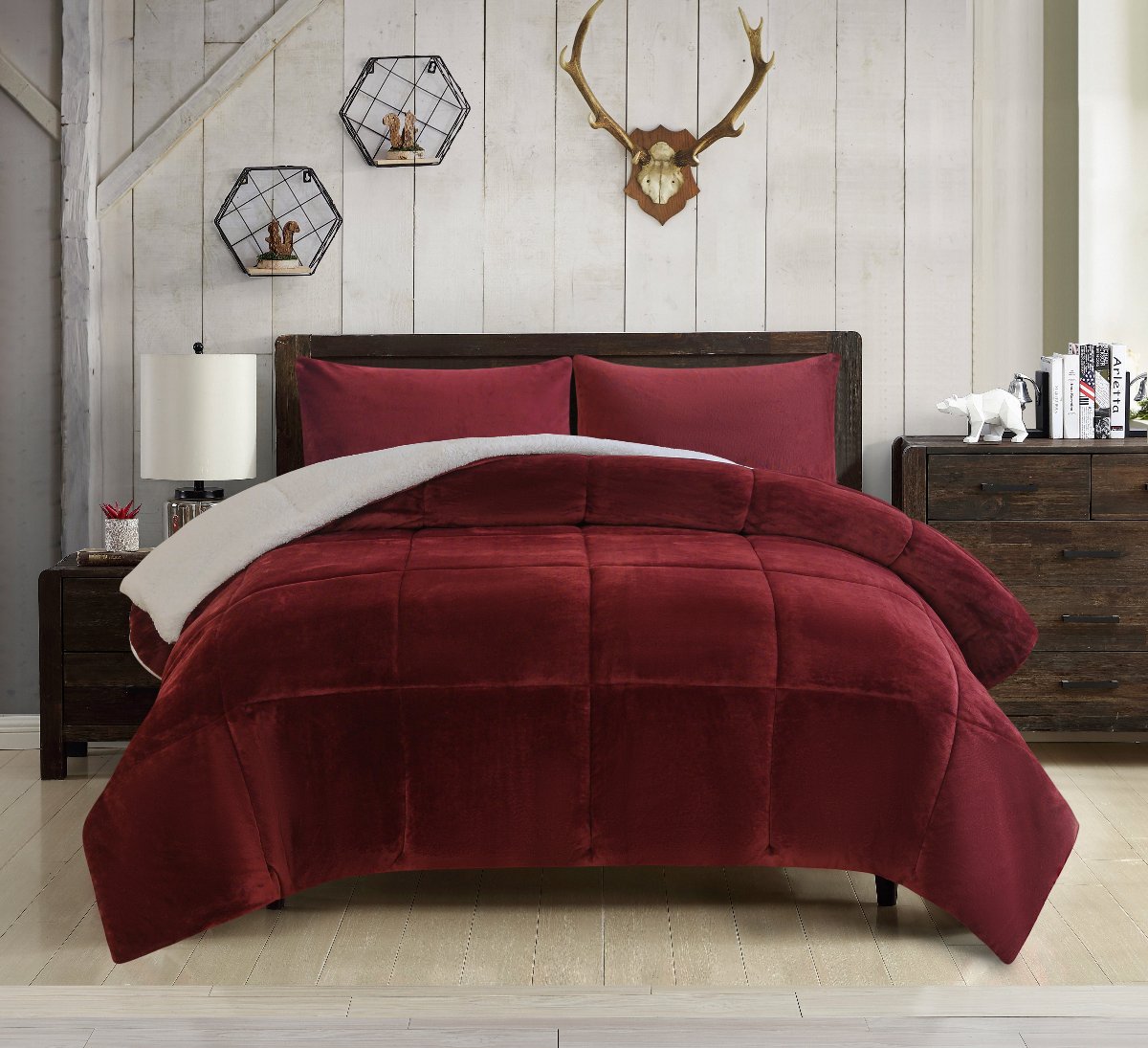 Altitude Home Boxed Knit 3pc Comforter Set - Twin/Twin XL / Burgundy