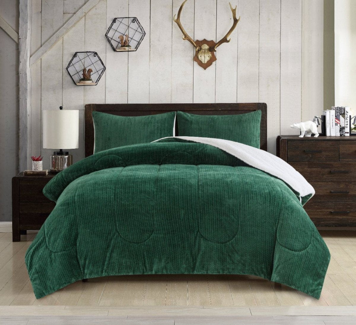 Mountain Ridge Sweater Knit 3 pc Comforter Set | Spirit Linen - Hunter