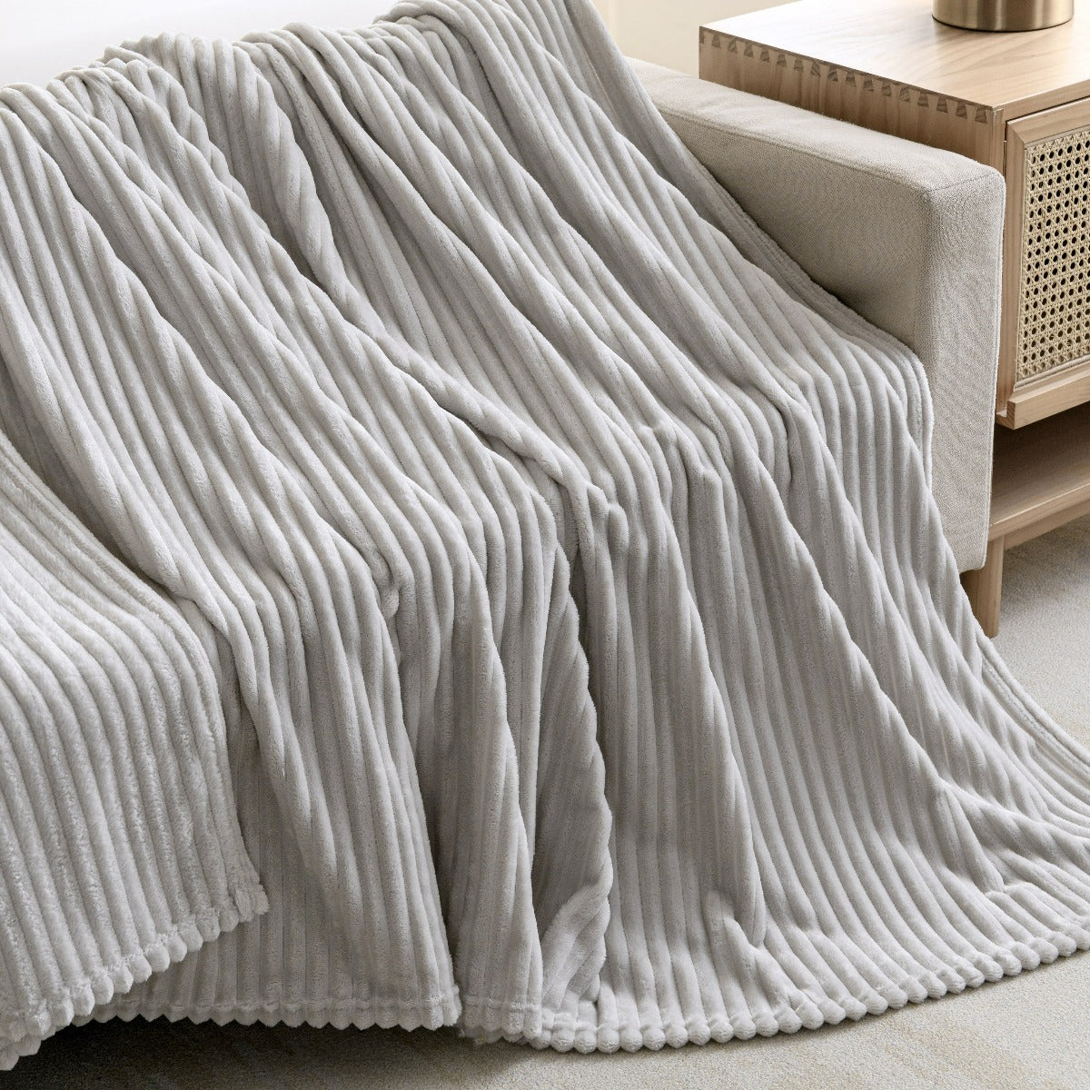 Solid Plush Ribbed Blanket - Ultra Soft and Smooth