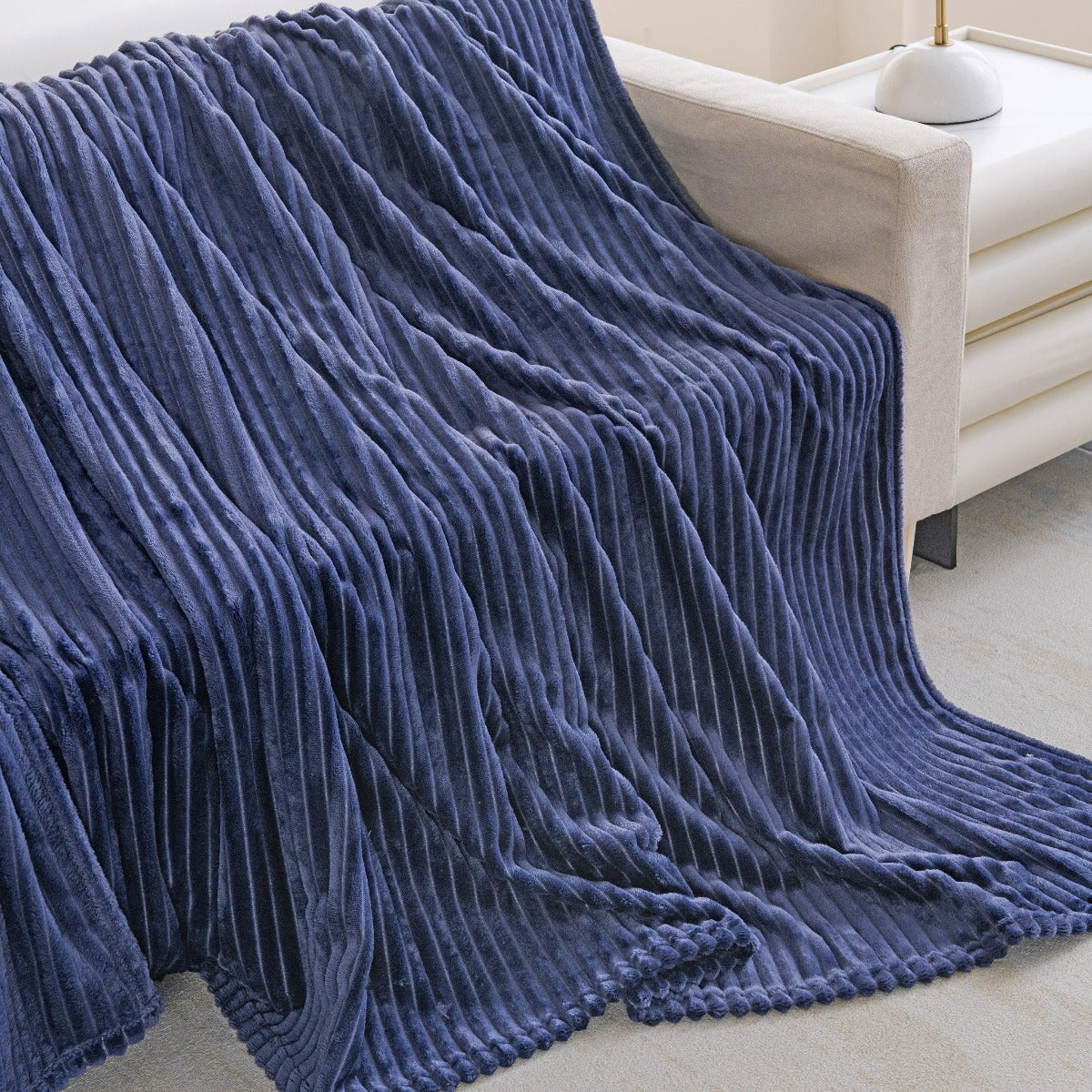 Solid Plush Ribbed Blanket - Ultra Soft and Smooth