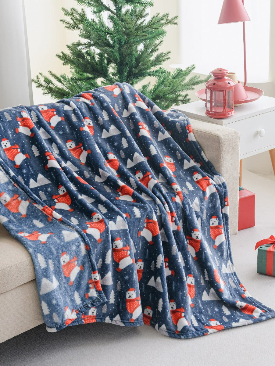 Ultra Soft Oversized Plush Holiday Throw Blanket - Stylish Home Décor for Bed or Couch