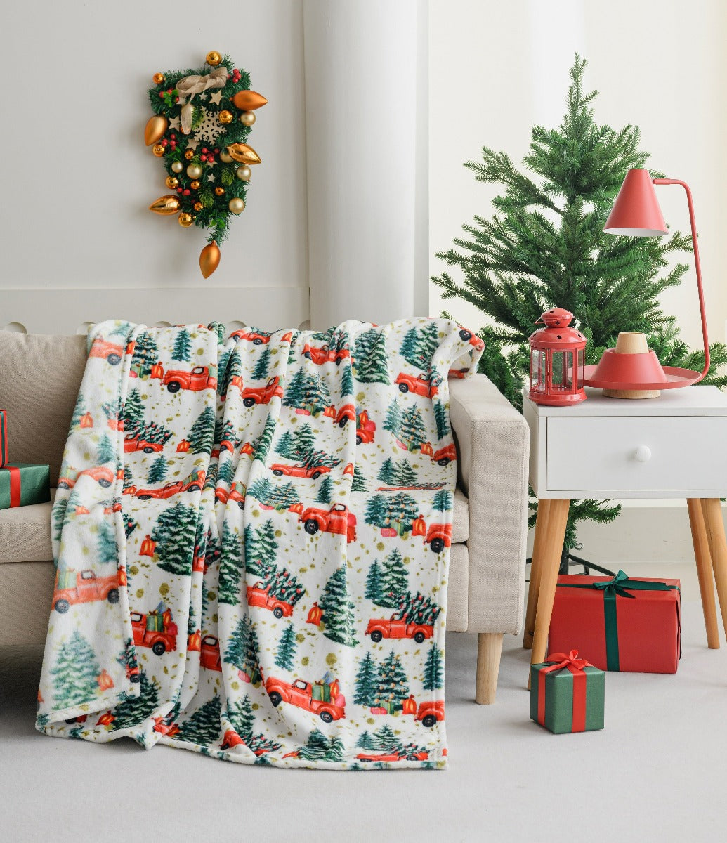 Ultra Soft Oversized Plush Holiday Throw Blanket - Stylish Home Décor for Bed or Couch