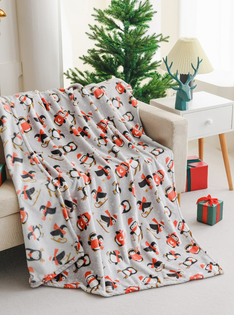 Ultra Soft Oversized Plush Holiday Throw Blanket - Stylish Home Décor for Bed or Couch