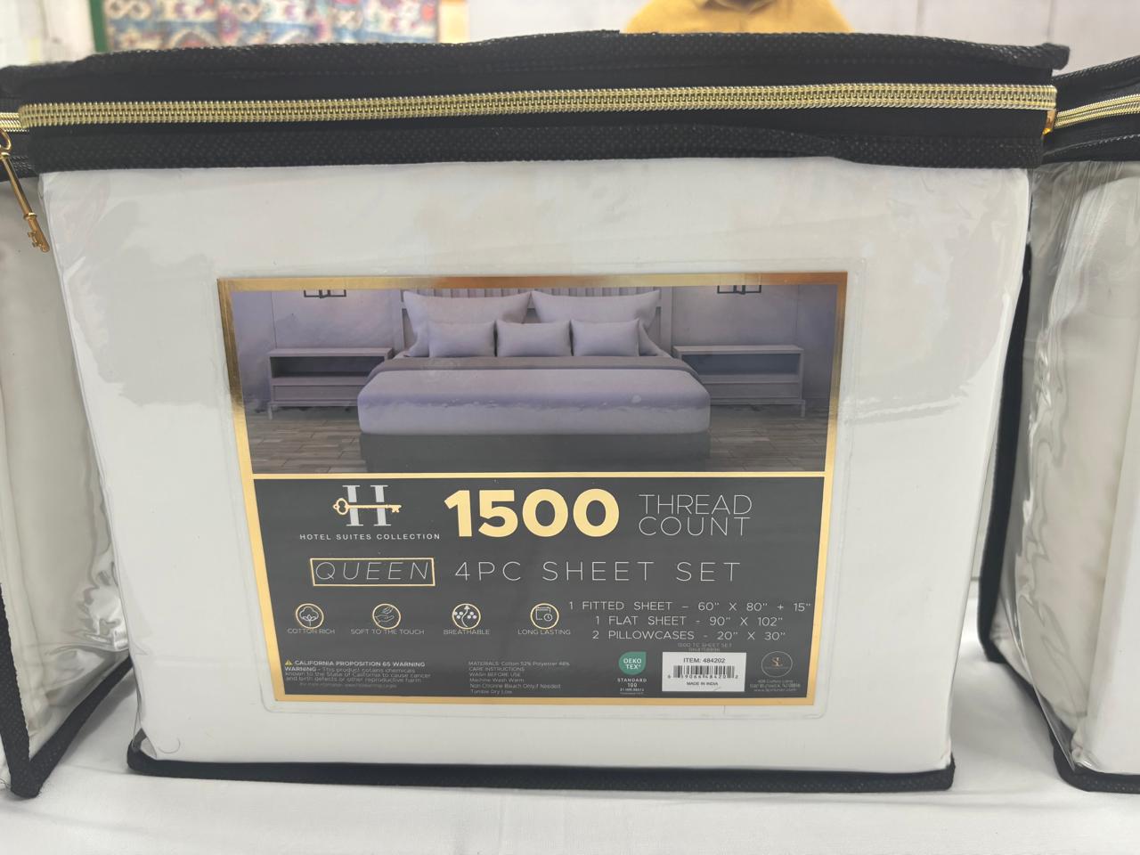 1500TC CVC Satin 4pk Sheet Set