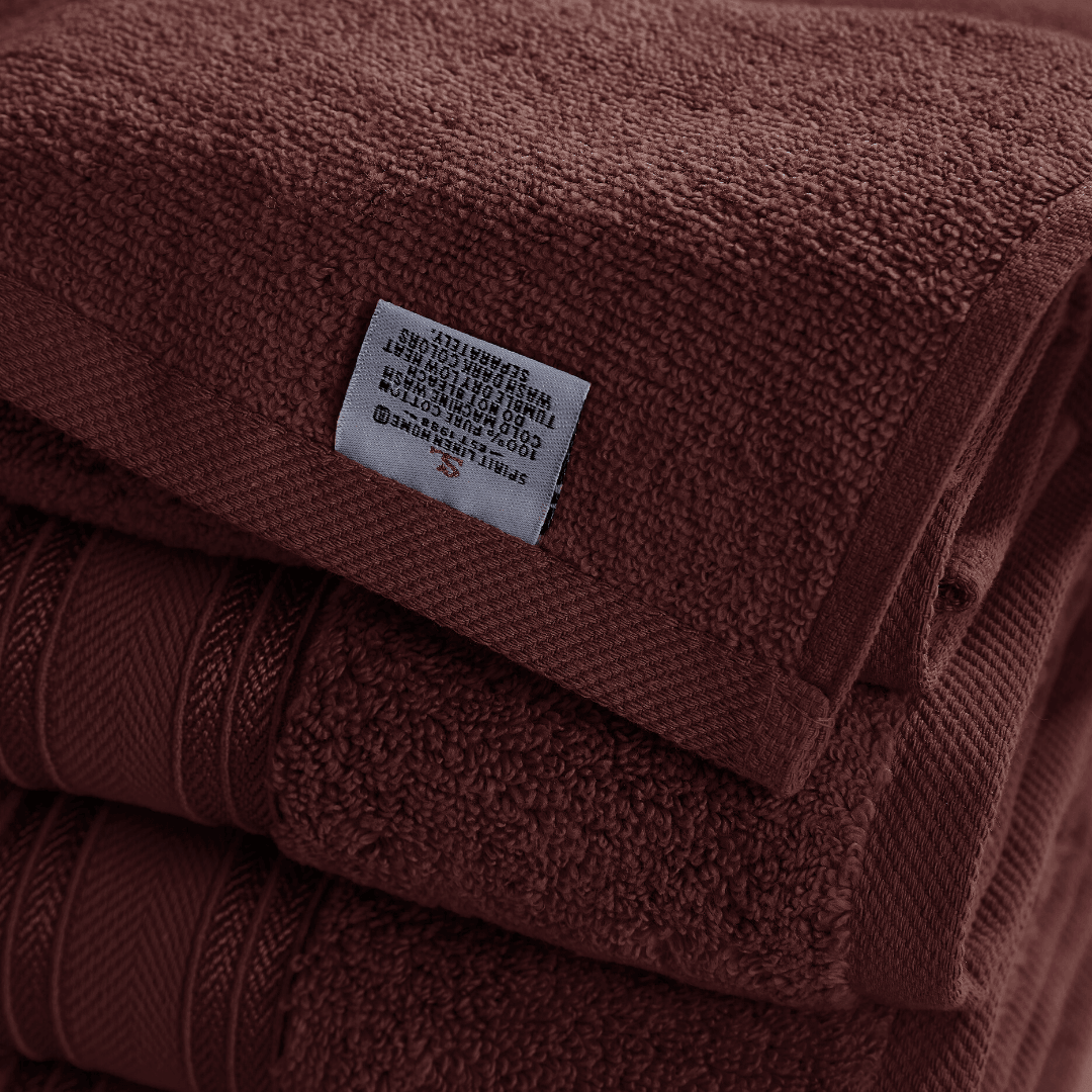 18pc Cotton Bath Towels Set | Spirit Linen - Deep Mahogany