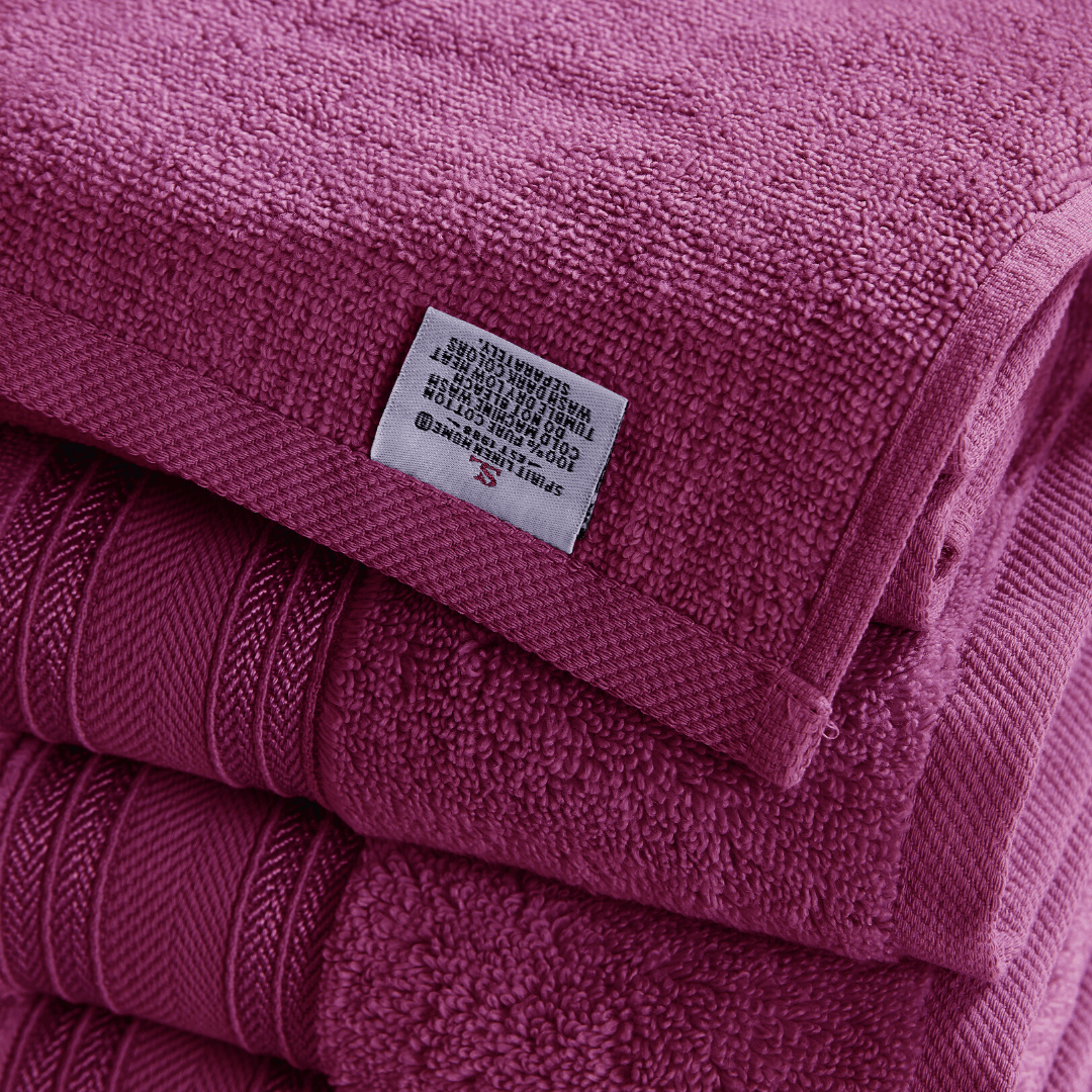 18pc Cotton Bath Towels Set | Spirit Linen - Raspberry
