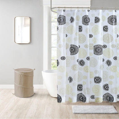 14pc Hooks with Hamper Polyester Shower Curtain Set - Spirit Linen