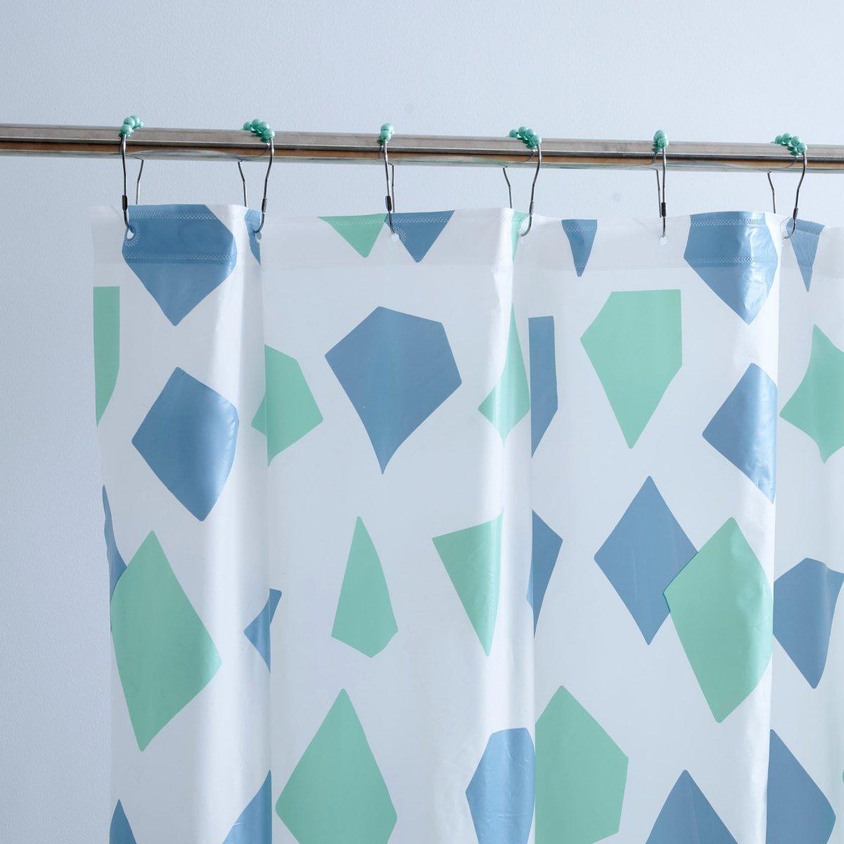 14pc Hooks with Hamper Polyester Shower Curtain Set - Spirit Linen | Green