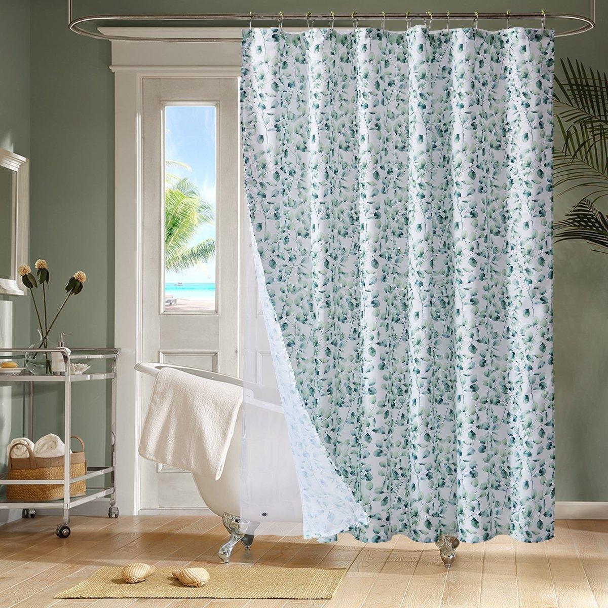 14pc Hooks with Liner Polyester Shower Curtain Set - Spirit Linen