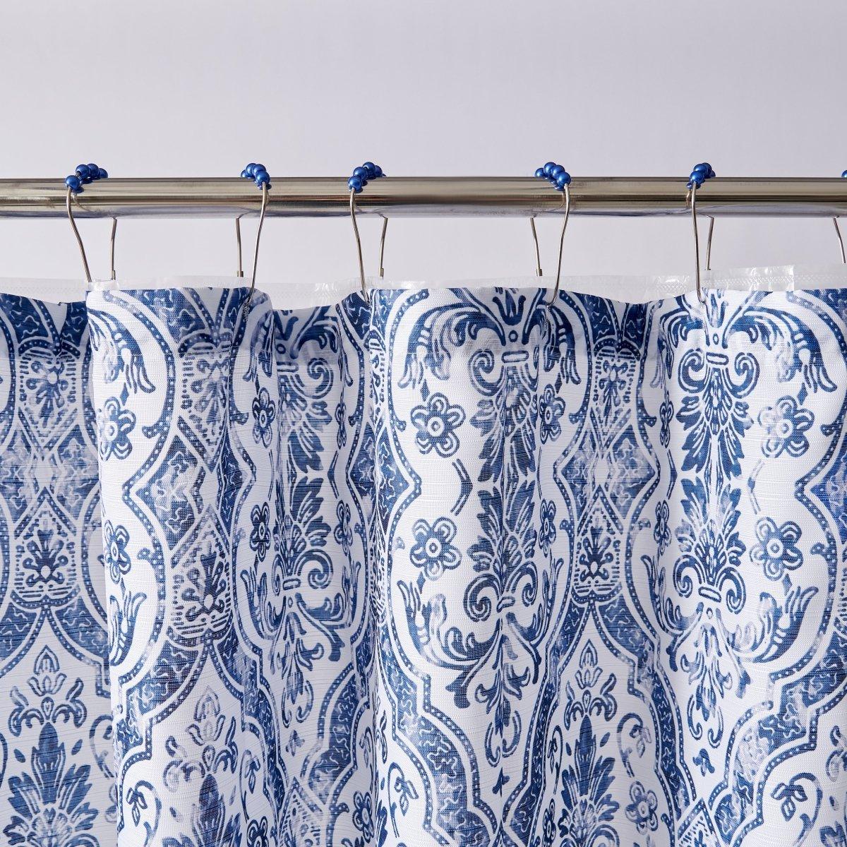 14pc Hooks with Liner Polyester Shower Curtain Set | Spirit Linen