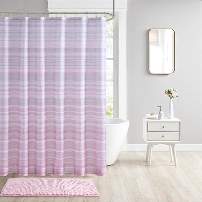 14pc Hooks with Noodle Rug Polyester Shower Curtain Set - Spirit Linen