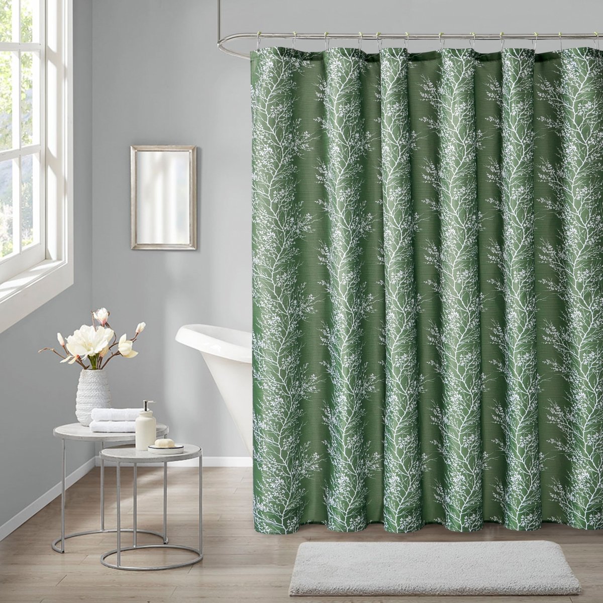 1pc Polyester Shower Curtain Set - Spirit Linen - Hunter