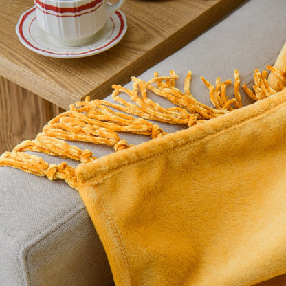 50x70 Tassel Flannel Throw Bellyband - Spirit Linen