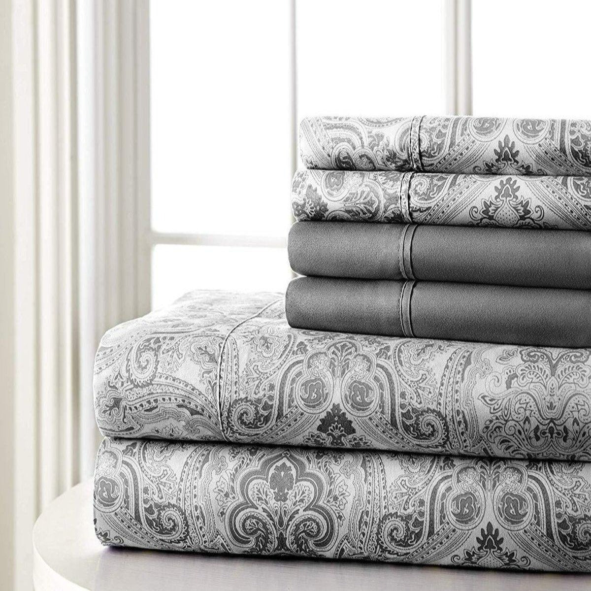 6PC Bed Sheets Set Paisley Sweet Dream Ultra Soft Microfiber - Spirit Linen