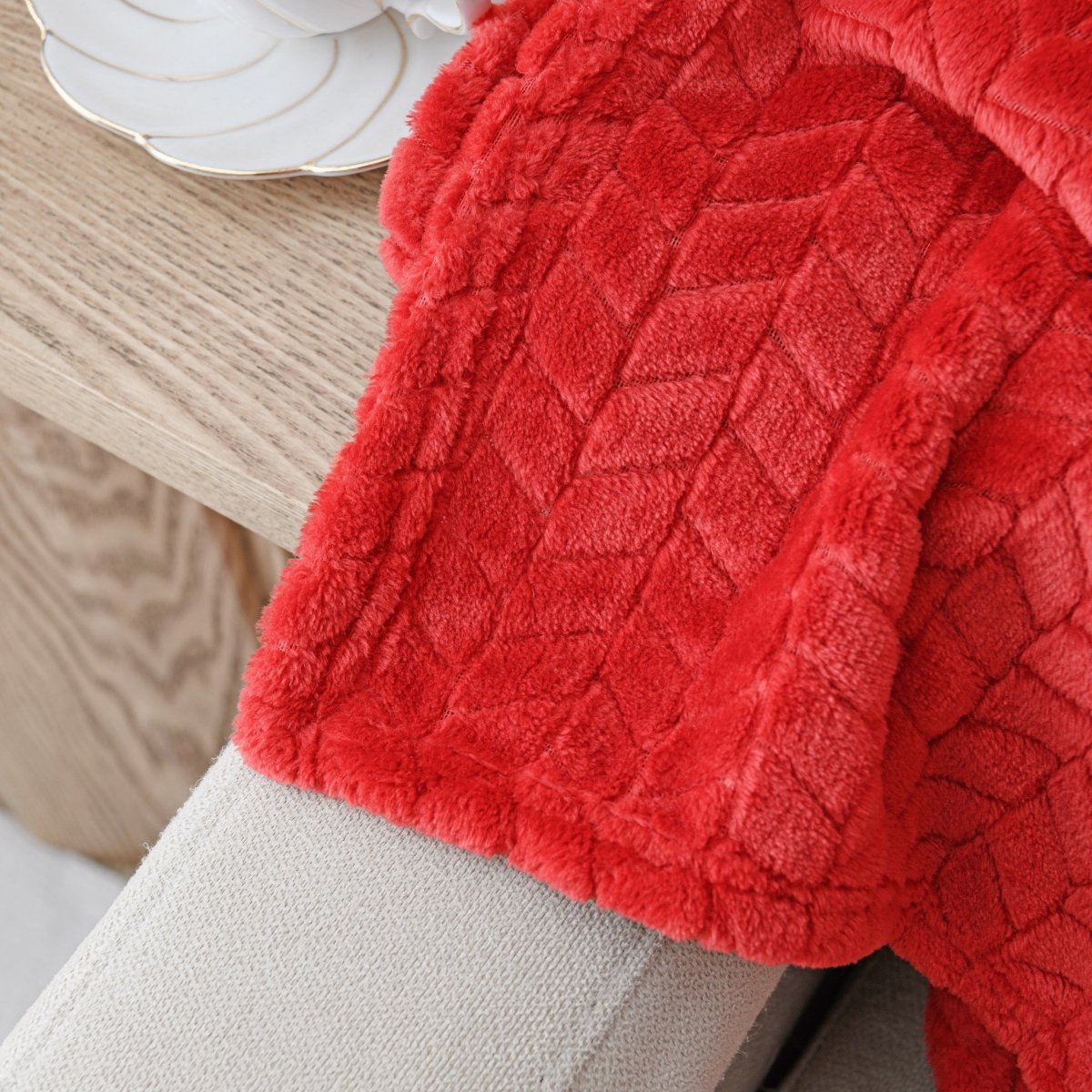 Red plush throw hot sale