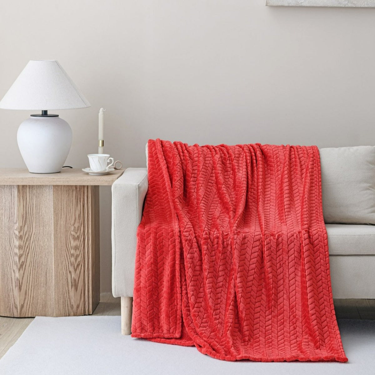 Arrow Jacquard 50 x 70 Plush Throw Spirit Linen