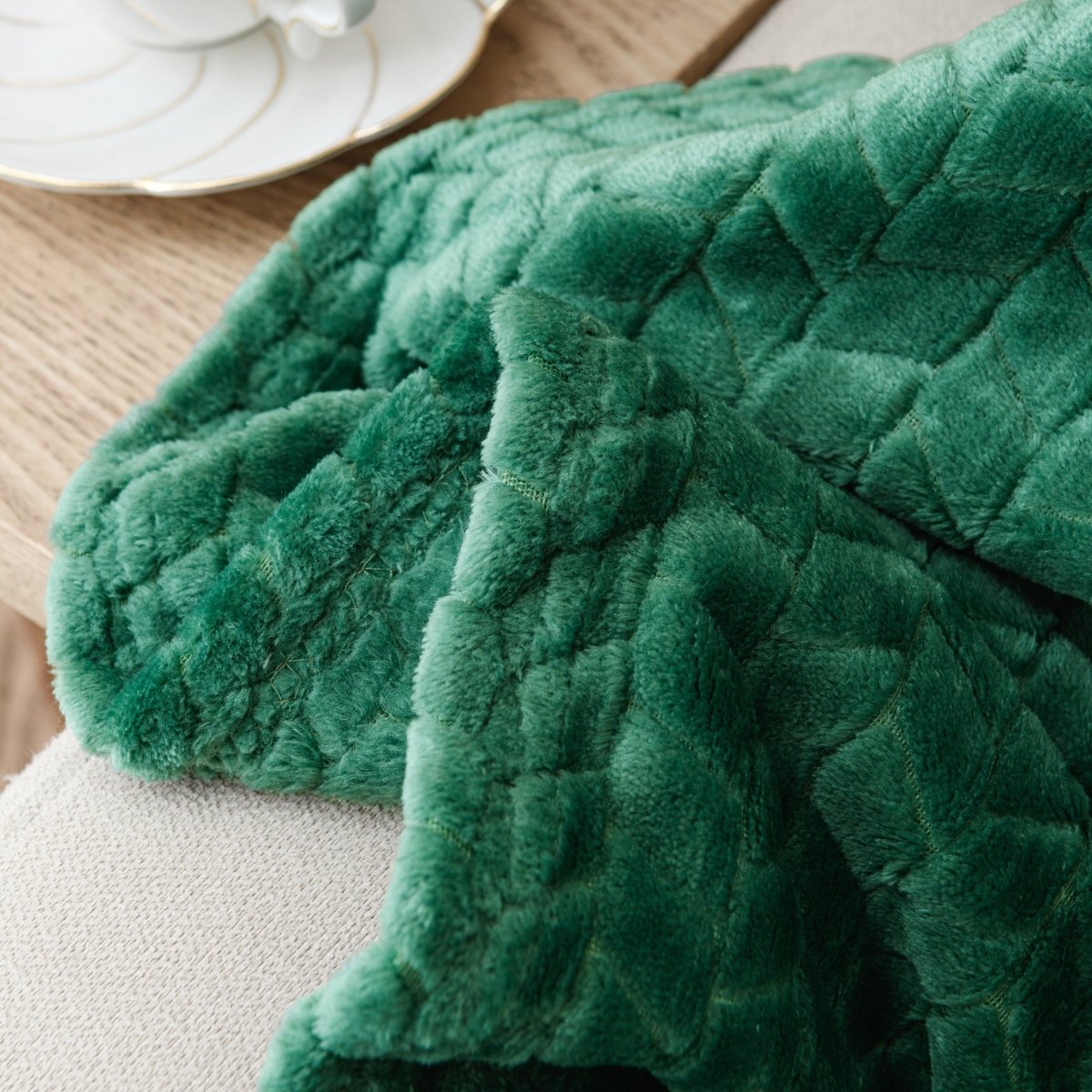 Green plush throw discount blanket