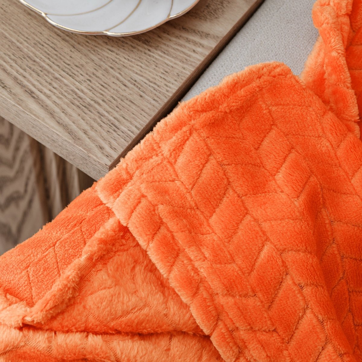 Orange plush throw discount blanket