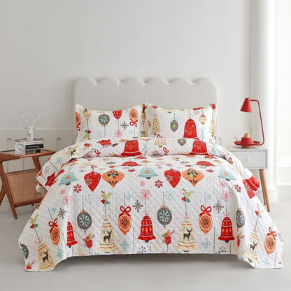Holiday Collection Quilt Set - Ultra-Soft, Reversible Coverlet Bedding - Oversized Quilt With Matching Pillow Shams - Spirit Linen
