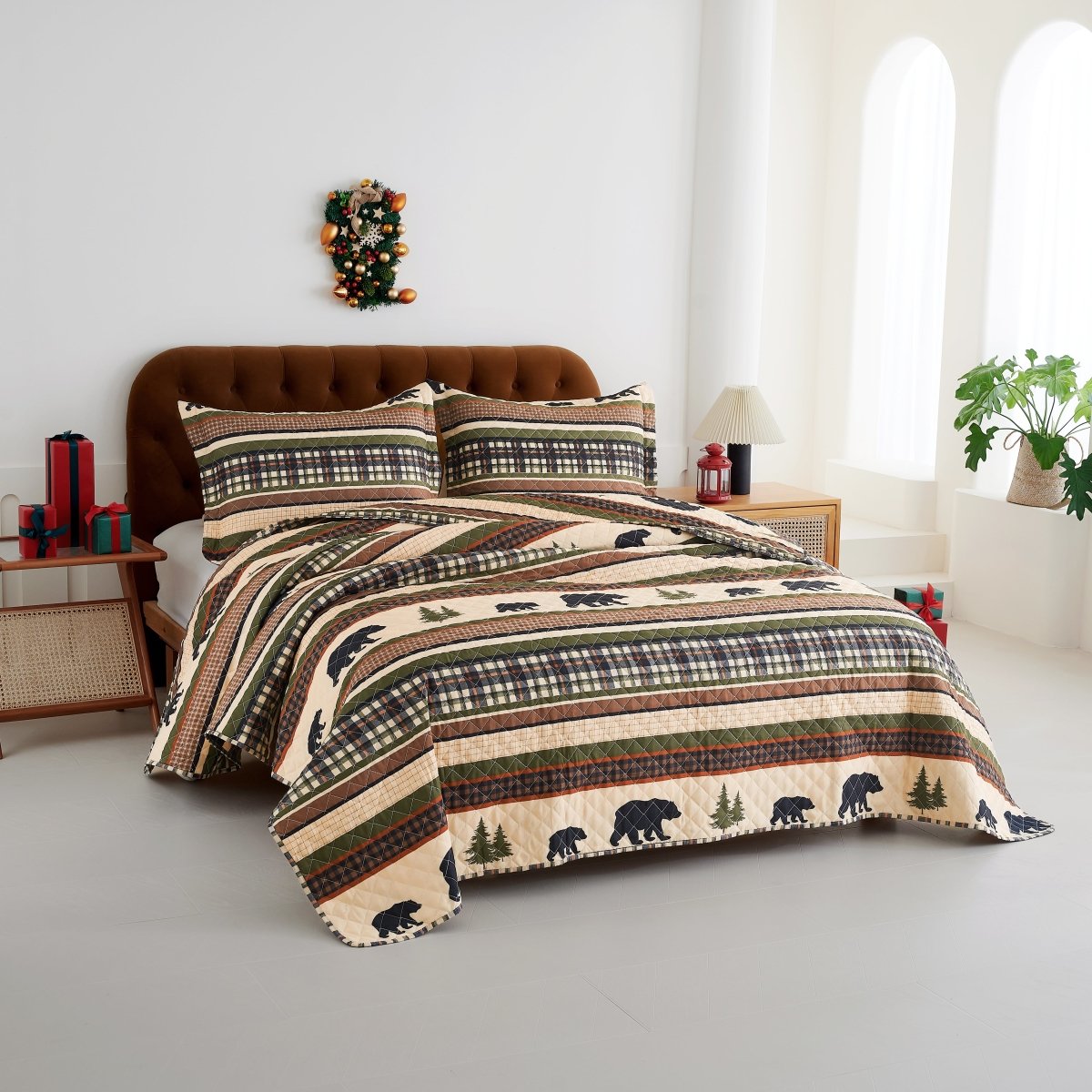 Spirit Linen Home Holiday Collection Quilt Set 3 Piece