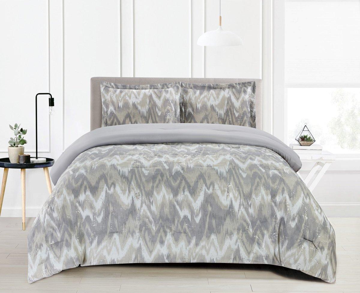 Metallic Comforter Set with Matching Shams and Decorative Pillows - Stylish Home Décor with Metallic Accents - Spirit Linen