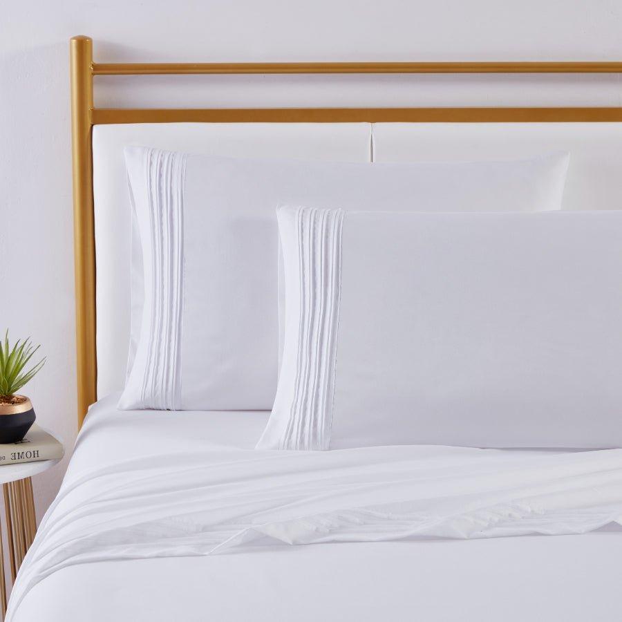 Spirit Linen Home Bed Sheets Set 4PC Pleated Better Sleep Ultra Soft Microfiber Sheet Set with Fitted Sheet Flat Sheet Pillowcases - Spirit Linen