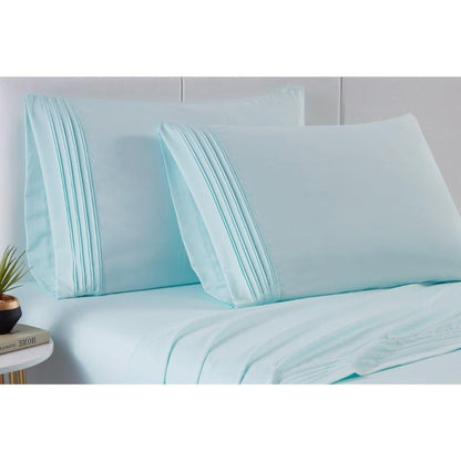 Spirit Linen Home Bed Sheets Set 4PC Pleated Better Sleep Ultra Soft Microfiber Sheet Set with Fitted Sheet Flat Sheet Pillowcases - Spirit Linen